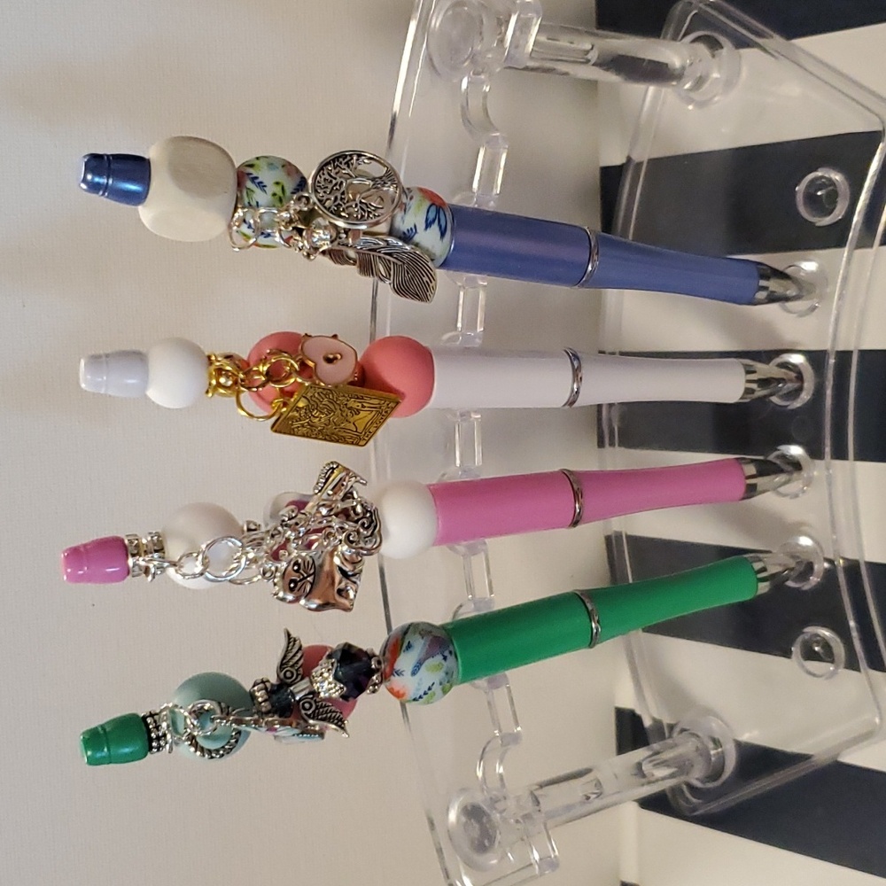 Hand Crafted Beaded Pens with Charms